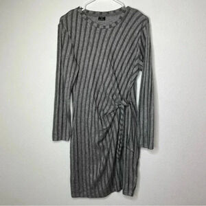 Esmara Womens Gray Striped Twist Front Sweater Dress Size M Long Sleeve Knit